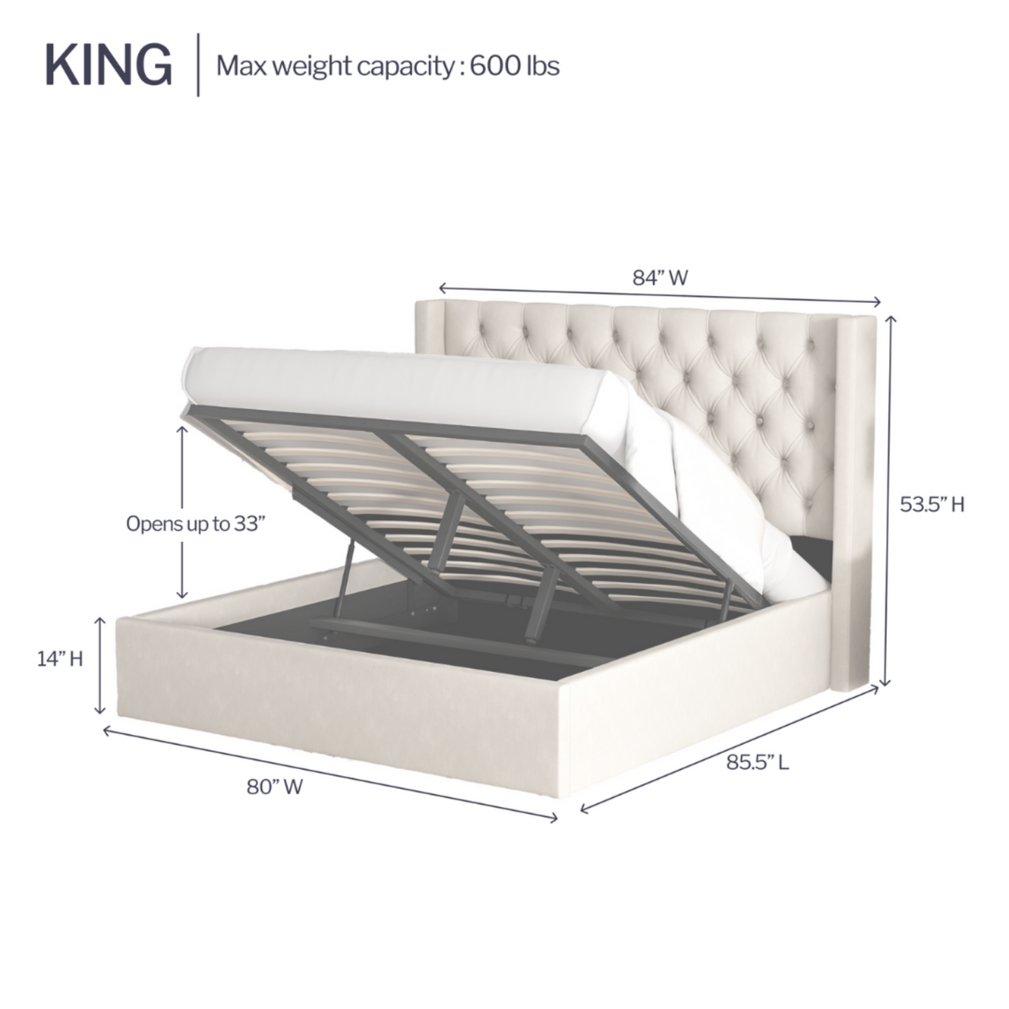 Letto contenitore sollevabile Nora