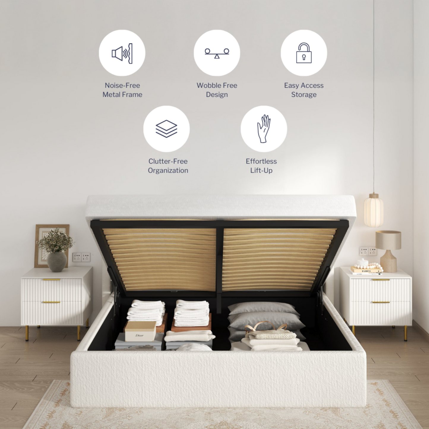 Letto contenitore sollevabile Aura