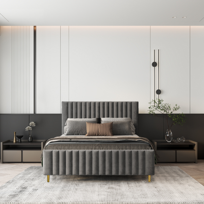 Letto a piattaforma in velluto Ava 