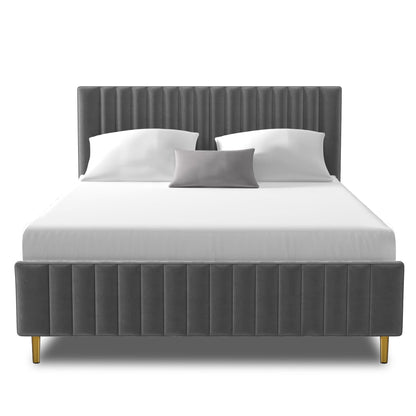 Letto a piattaforma in velluto Ava 