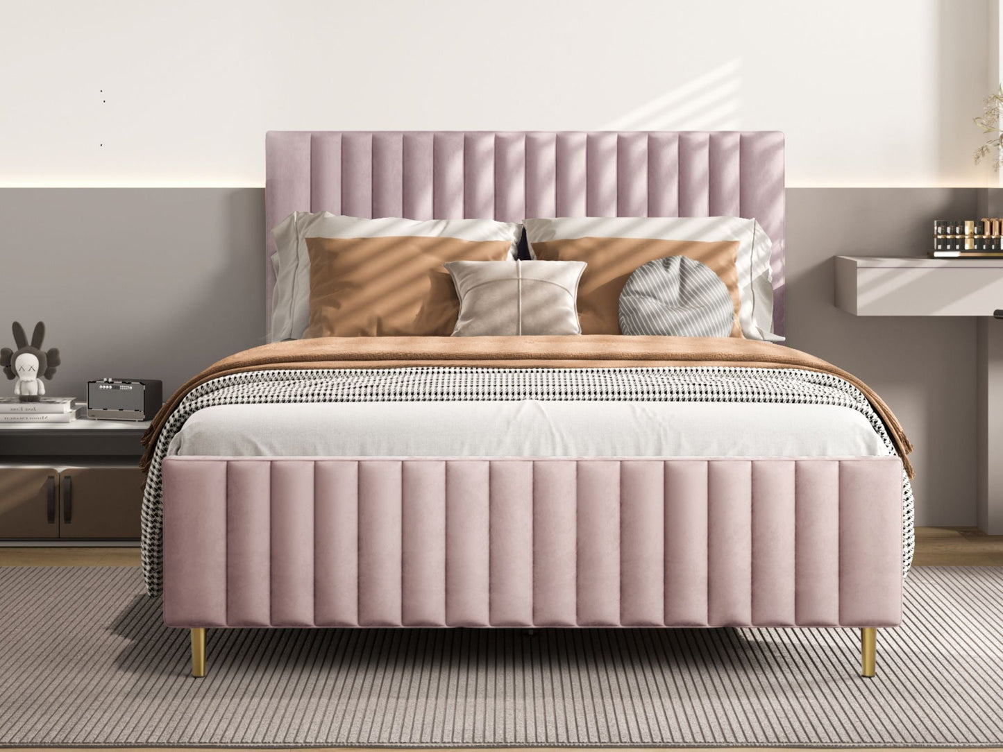 Letto a piattaforma in velluto Ava 