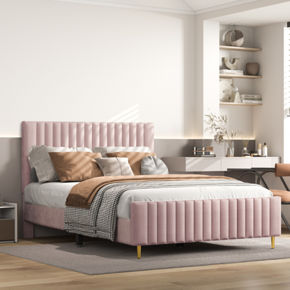 Letto a piattaforma in velluto Ava 