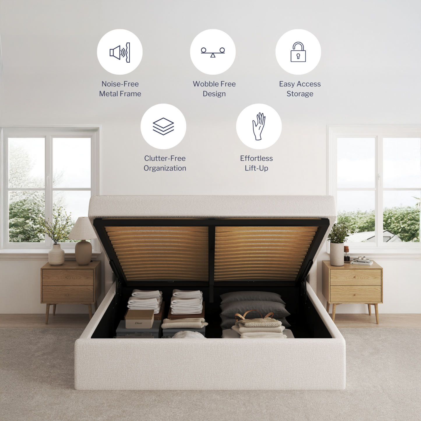 Letto contenitore sollevabile Aura